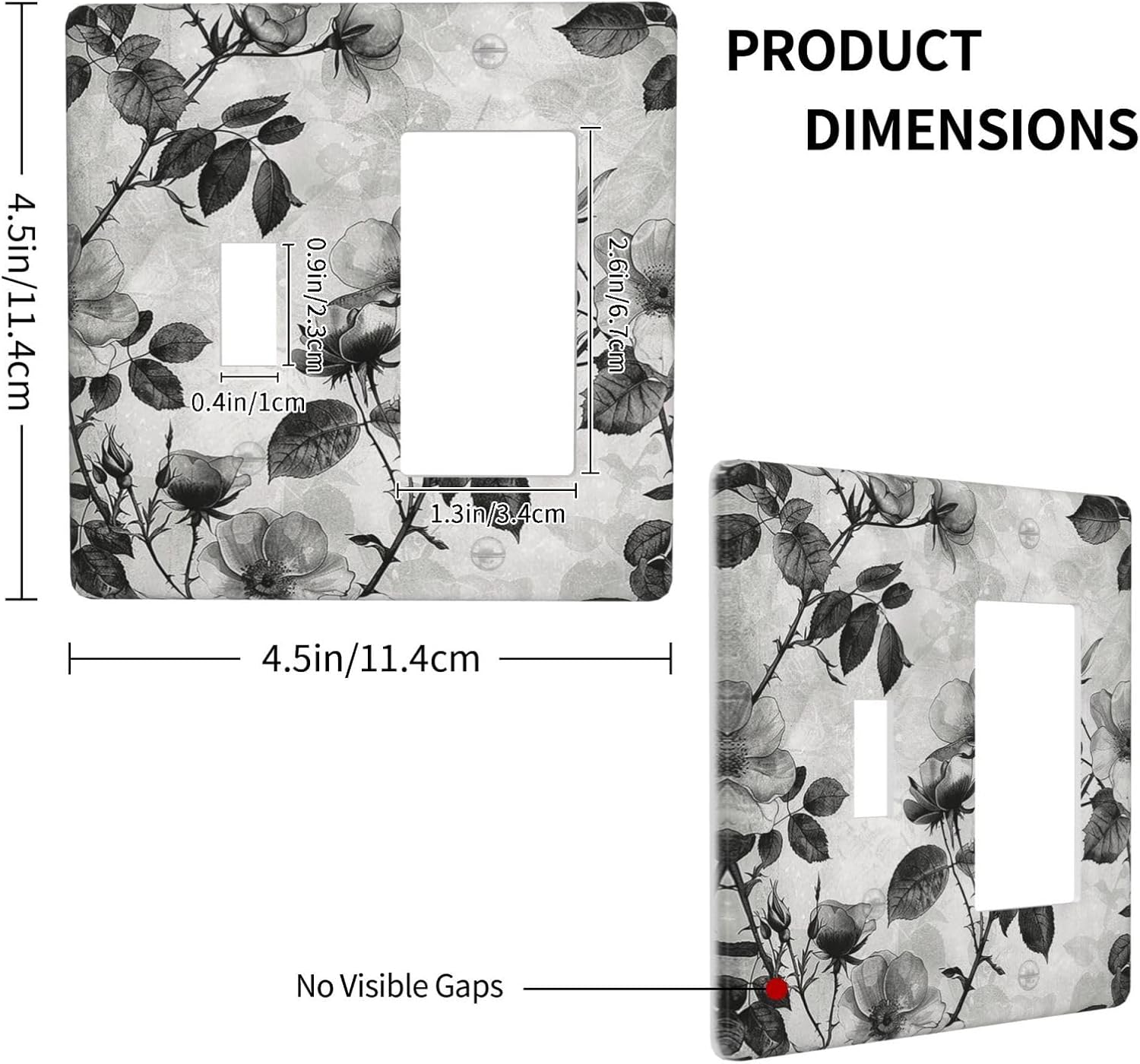 Outlet Covers Black Breezy Watercolor Garden Floral 1 Toggle 1 Rocker Combination Decorative Wall Plate Electrical Switch Plates Light Switch Cover Plate for Bedroom Home Decor