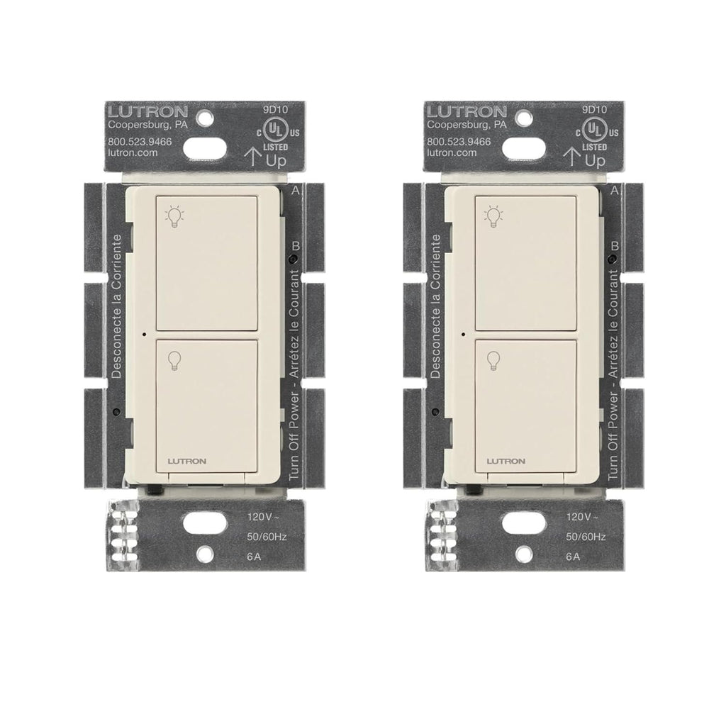 Lutron Caseta Original Smart Light Switch (Lutron Smart Hub Required), for Home, LED, and Fans, 6 Amp, Single-Pole/3-Way, Neutral Required, PD-6ANS-LA-2-Pack, Light Almond, 2 Pack