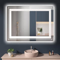 LED Mirror for Bathroom, 40"X30" with 8 RGB Backlit +3 Front Lit (Adjustable Individually), Anti-Fog, Lighted Bathroom Vanity Mirror for Wall, Shatterproof, Memory Function, Tempered Glass