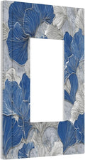 Abstract Blue Marble Plant Leaves 1 Gang Single Rocker Decorative Light Switch Covers Electrical Faceplate Switch Plates for Bathroom Kitchen Home