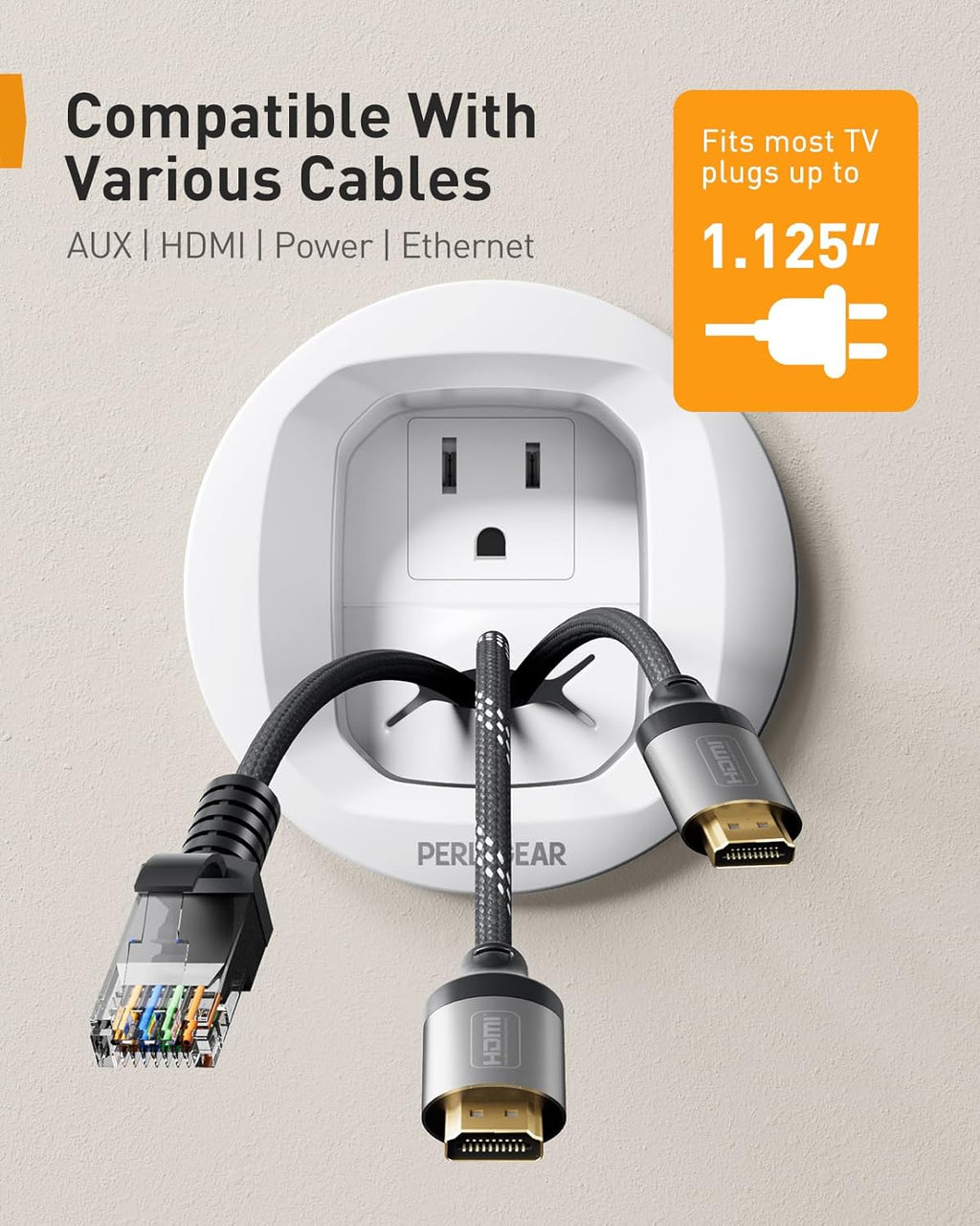 Perlegear in-Wall Cable Management Kit, TV Cord Hider for Wall Mounted TV and Speakers, Power and Low Voltage Wire Management. Includes Drill Template, Dust Bag and Drill Attachment for Easy Install