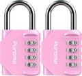 Puroma 2 Pack Combination Lock for Locker 4 Digit Outdoor Waterproof Padlock for School, Gym, Sports, Fence, Toolbox, Gate, Case, Outdoor, Hasp Storage (Pink)
