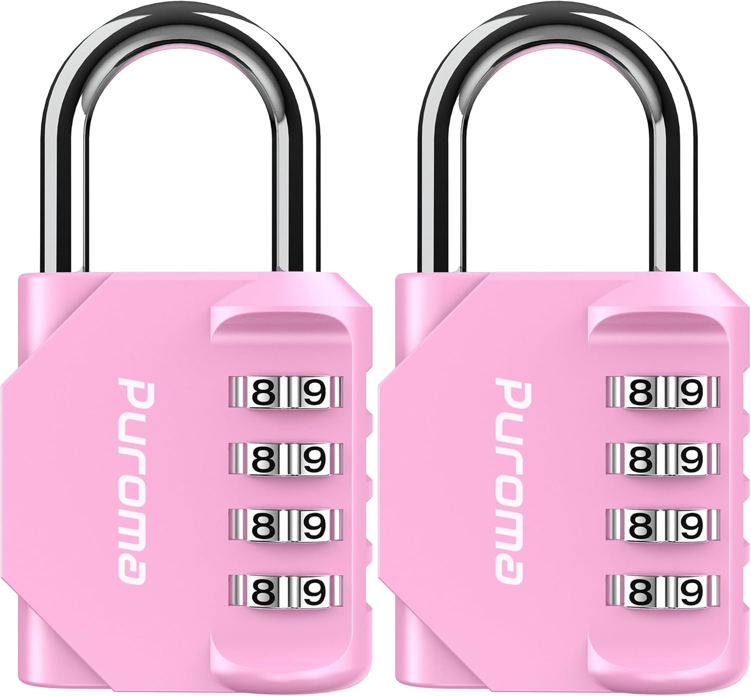 Puroma 2 Pack Combination Lock for Locker 4 Digit Outdoor Waterproof Padlock for School, Gym, Sports, Fence, Toolbox, Gate, Case, Outdoor, Hasp Storage (Pink)