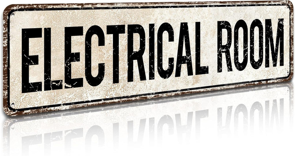 Electrical Room Door/Wall Sign, Sign for Door, Ensures Public Do Not Enter Restricted Areas - Private Access/Authorized Personnel Only, 4" by 16" Tin Sign