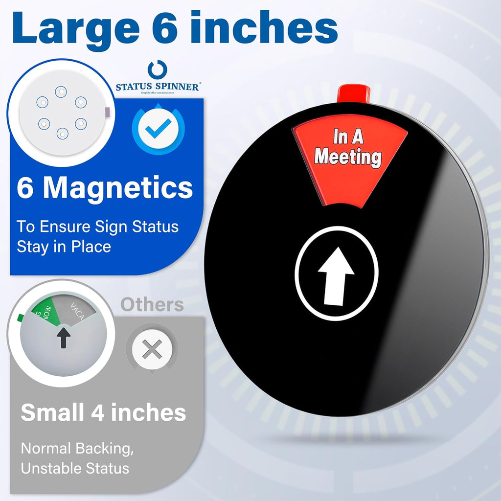 Status Spinner Privacy Signs: 6-in-1 Options - Do Not Disturb, In A Meeting, Gone For Today, Out Of Office, Available, Back Soon - For Office and Home Use