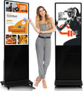 43" 4K LCD Touchscreen Digital Signage Display, Indoor Floor Standing Advertising Kiosk, Commercial Digital Signage Kiosk with Auto AD Box, HDMI WiFi Bluetooth Input, Android 12.0 Black