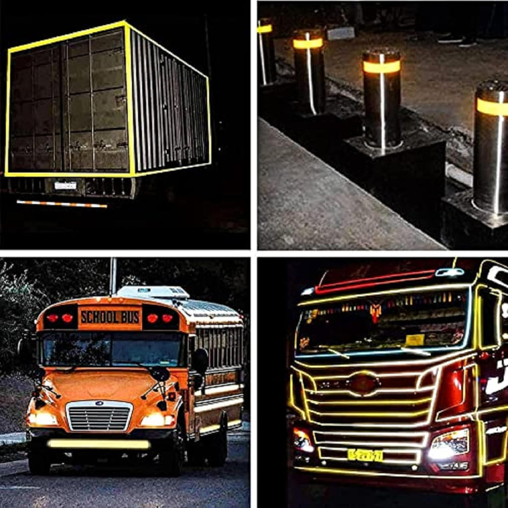 Orange Reflective Tape Outdoor Waterproof 4 inch Wide, High Visibility Industrial Marking Tape, Safety Adhesive Stickers (68 feet,3 Rolls)