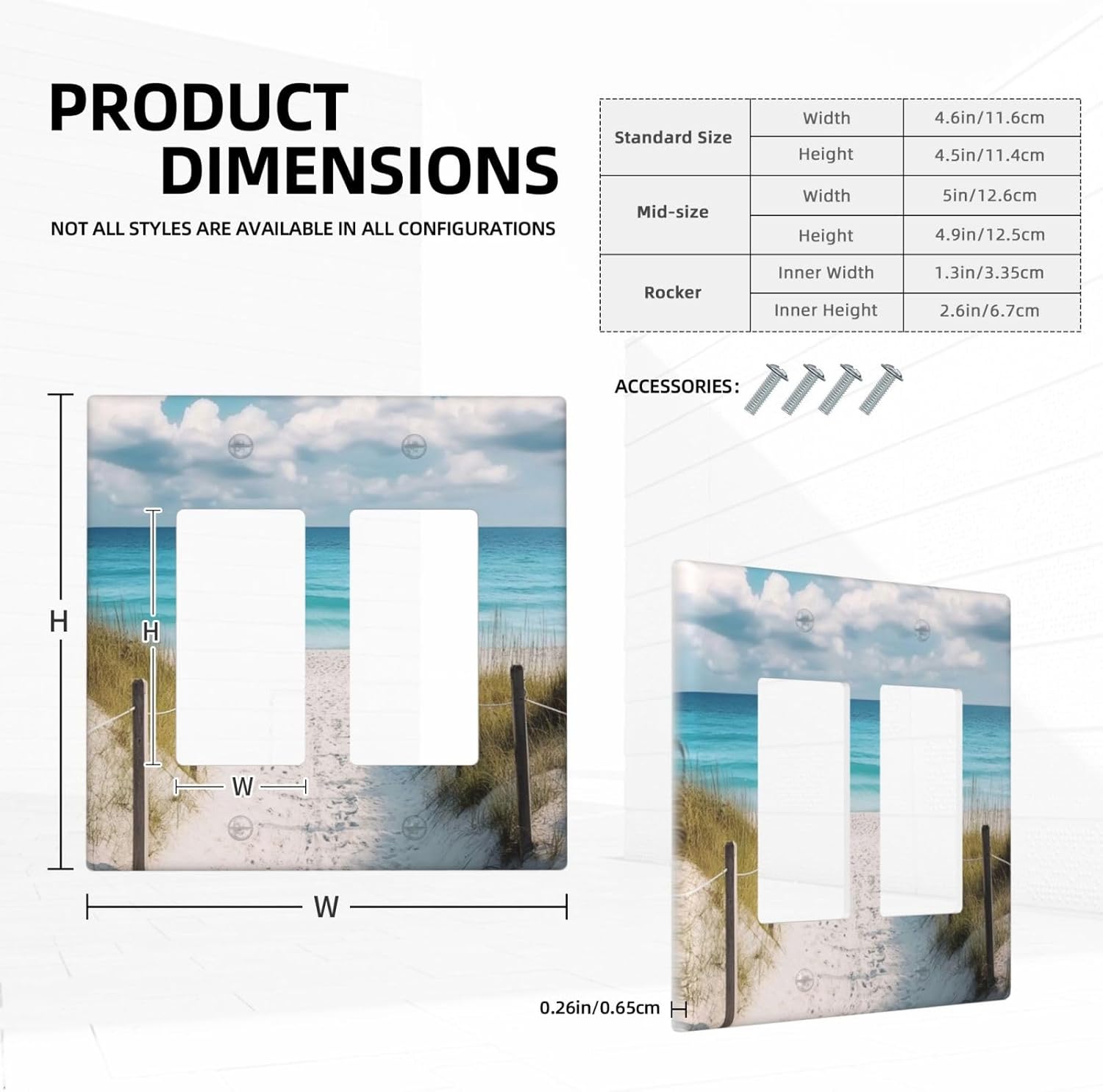 Decorative Outlet Covers Coastal Beach Ocean Seaside View 2 Gang Light Switch Cover Plate Double Rocker Wall Plates for Electrical Outlets Switch Plate Covers for Bedroom Home Decor