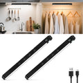 WILLED Under Cabinet & Closet Lights, Motion Sensor, Rechargeable, Magnetic, 3 Color Temps, Dimmable LED Light Bar for Indoor Kitchen Counter (2 Pack, Black)