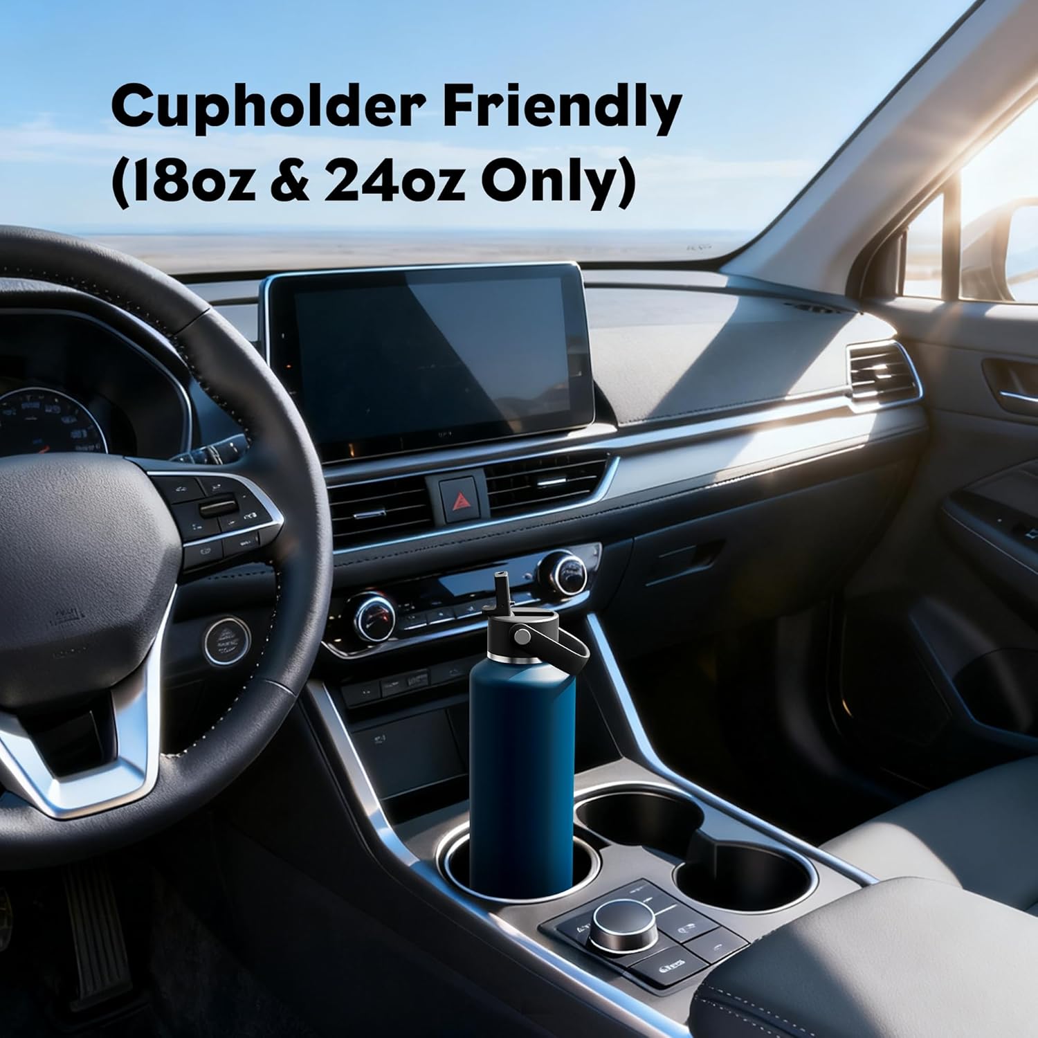 POWCAN 24 oz Water Bottle Insulated: BPA-Free, Leakproof Lid with Straw, Lightweight, Flex Cap, Stainless Steel Water Bottle for Office, Men, Gym, Commute, Worker, Walking, Cycling (Indigo Blue)