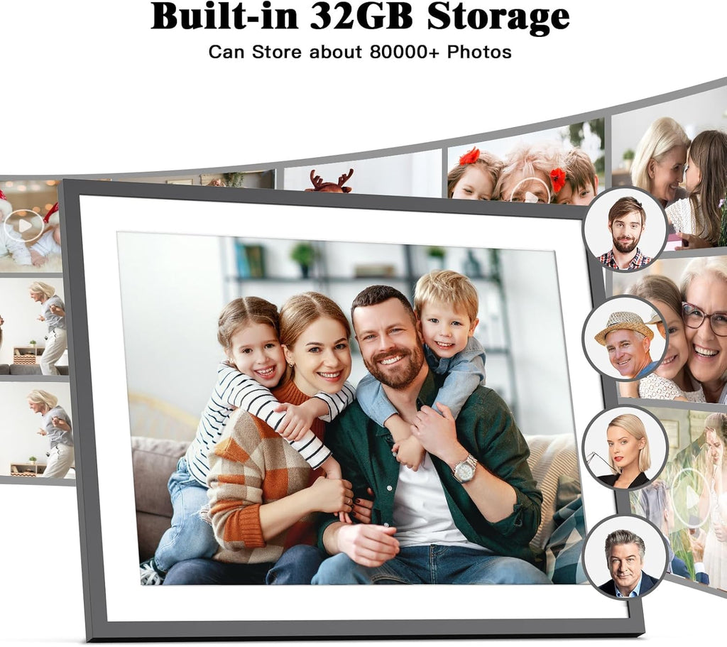 17" Digital Photo Frame Large-Digital-Picture-Frame - 32GB Touchscreen Display, Auto-Rotate, Load Photo Video from Phone to Digital Frame Via App or Email, Free Cloud, Birthday Gifts for Mom Dad