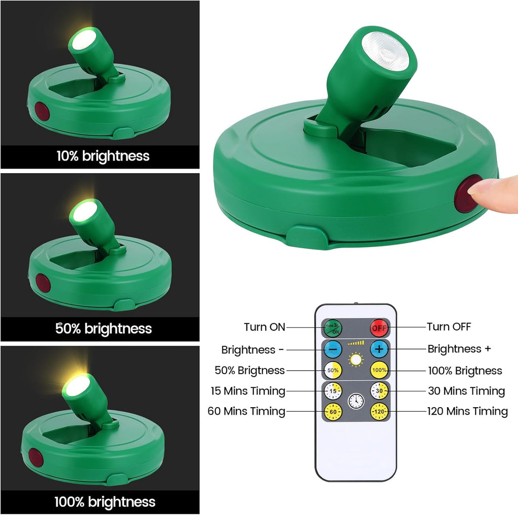 LED Spotlight Battery Powered, Wireless Picture Light, Accent Spot Light for Indoor Plant Tree, Display Puck Lights with Remote, Stick on Uplighting for Photo Painting Dartboard Wall Decor Artwork