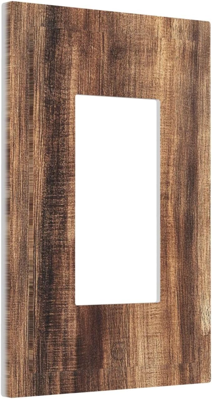 Decorative Outlet Covers Vintage Rustic Brown Wood Grain 1 Gang Single Rocker Light Switch Cover Plate Wall Plates GFCI Faceplate for Bedroom Farmhouse Decor