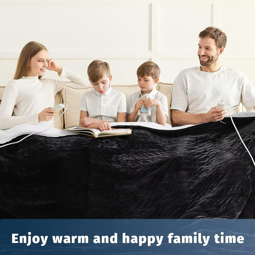 Heated Electric Blanket King Size - 90" x 100" Heating Blanket with Dual Control, 10 Heating Levels & 8 Hours Auto Off, Soft Warm Flannel Blanket, Christmas Birthday Gifts for Senior Grandma