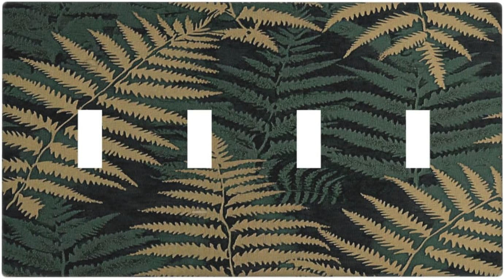 Light Switch Covers Botanical Fern Green Leaf Forest Quad Toggle Electrical Faceplate 4 Gang Wall Plate Decorative Switch Plates For Bed Room Home Decor