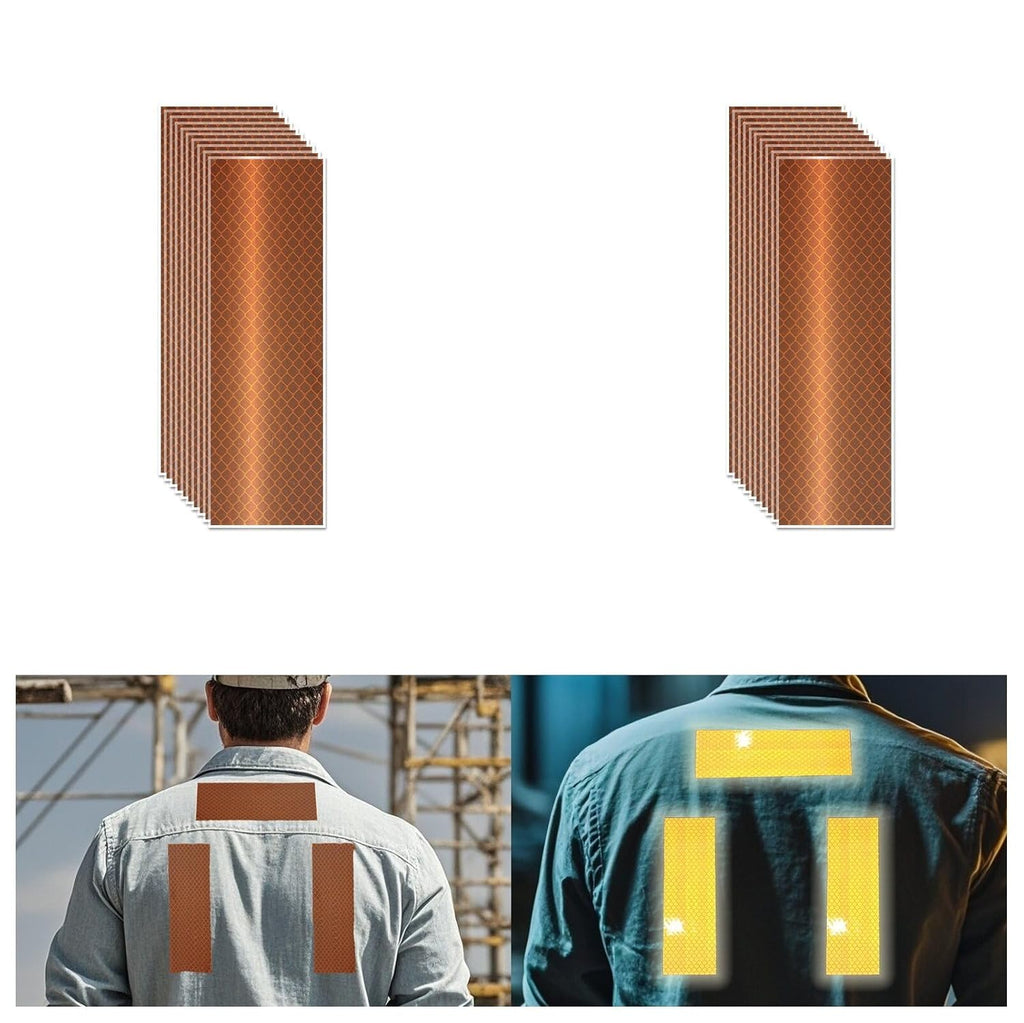 Non Fading Brown Reflective Stickers 2 inch X 6 inch, Outdoor Waterproof High Visibility Warning Safety Adhesive Reflector Tape (20 Pcs)