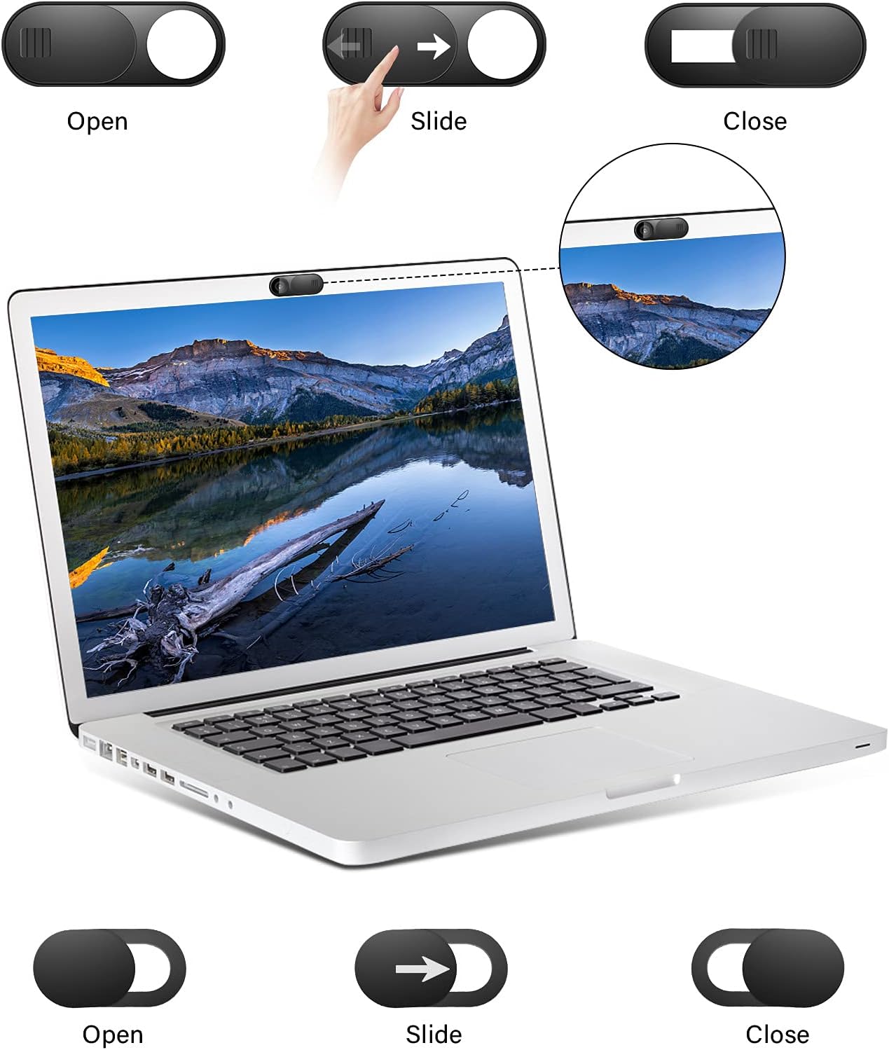 Laptop Camera Cover, 0.027 Inch Ultra Thin Camera Cover, Webcam Privacy Cover Fits on Computer, Laptop, MacBook, PC, Cell Phone, iPhone, iPad, iMac, Tablet, Black Web Cam Cover Sliders (9 Pack)