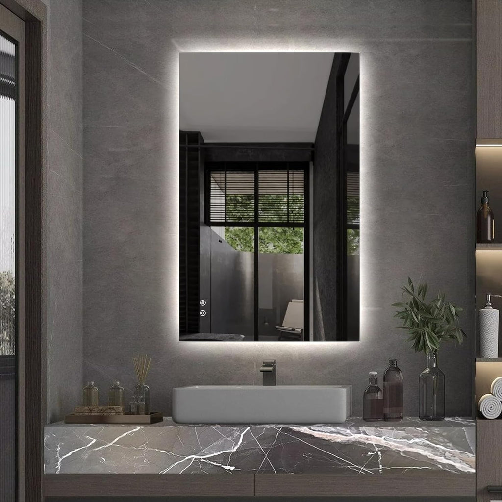 Niccy Led Mirror for Bathroom, 32"x20" Frameless Backlit Mirror for Wall Lighted Mirror with Bedroom 3 Color, Defogger, Explosion-Proof, HD Glass and IP65 Vanity Mirror Horizontal or Vertical