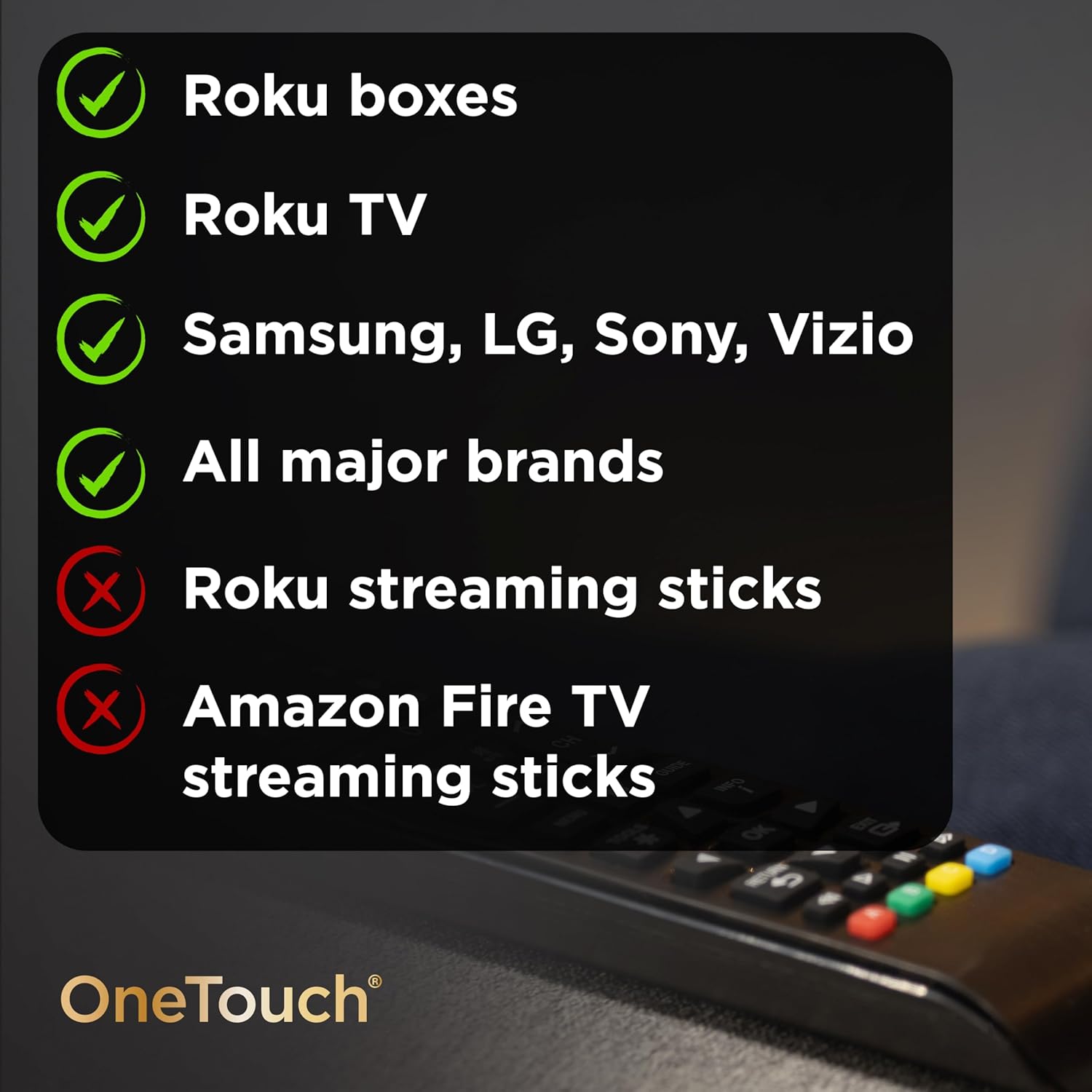 UltraPro OneTouch Universal Remote Replacement Compatible for All Samsung, LG, Sony, Vizio and Roku TV Smart TV, LED, LCD, HDTV, 3D, Series TV, Black, 84011