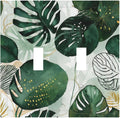 Decorative Switch Plates Boho Tropical Leaves 2 Gang Double Toggle Outlet Light Switch Cover Wall Plate Electrical Faceplate for Bedroom Bathroom Decor