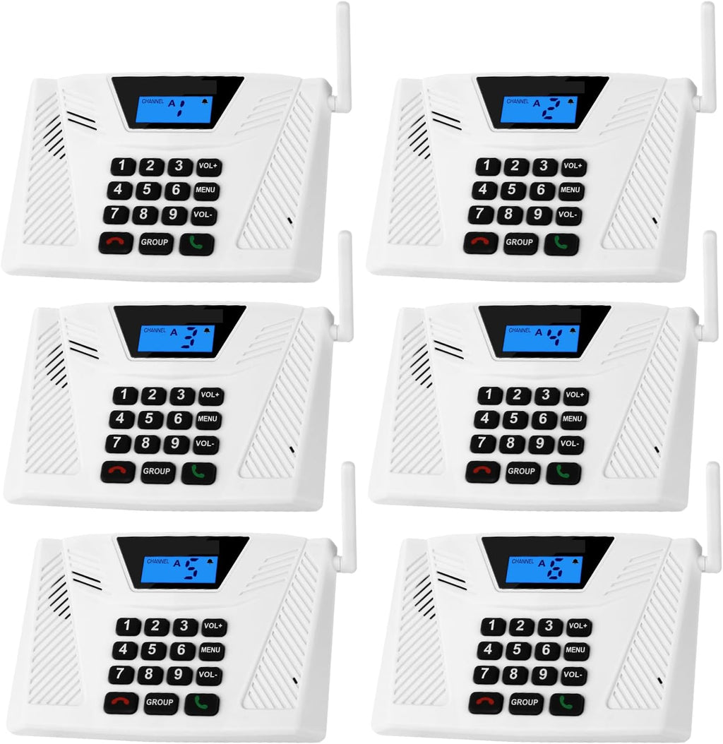 Intercoms Wireless for Home Hands Free, 2024 Upgraded Intercom 5300ft with Automatic Answer, 9 Channel Full Duplex Home Intercom System Fit for Hospital Business House(6 Packs White) ﻿