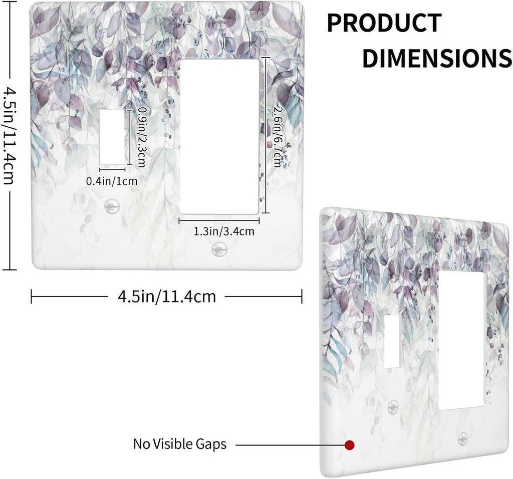 Hazy Leaves Ivy Nature Plants Eucalyptus Leave Outlet Covers 1 Toggle 1 Rocker Combination Decorative Wall Plate Electrical Switch Plates Light Switch Cover Plate for Bedroom Home Decor