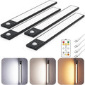 12" Ultra-Thin Under Cabinet Lighting Wireless, Aluminum Alloy Under Counter Lights for Kitchen, 3-Color-Temps Magnetic Closet Lights, Rechargeable Motion Sensor Light Indoor (4 Pack, Black)