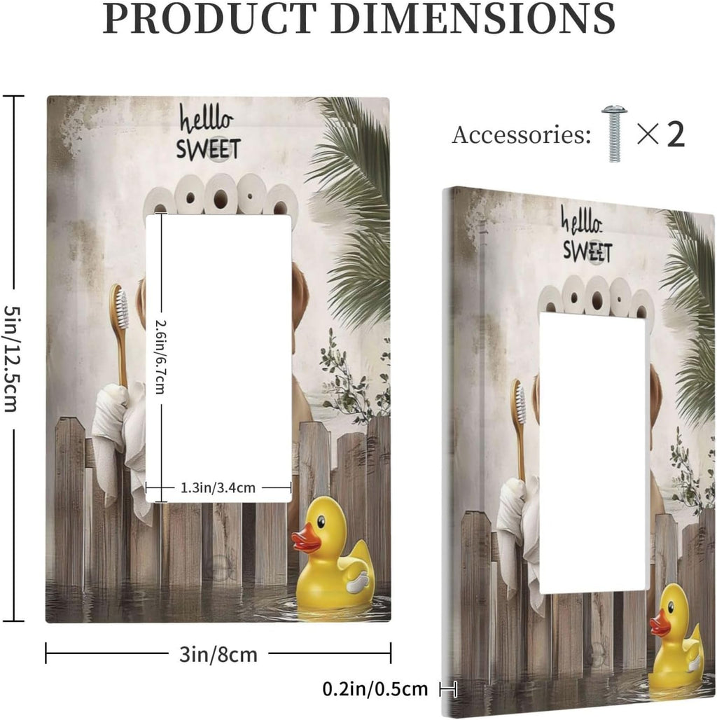 Funny Dog Rustic Farmhouse Wooden Fence Labrador Decorative Outlet Covers 1 Gang Single Rocker Light Switch Cover Plate Wall Plates Gfci Faceplate For Kids Room Bathroom Decor
