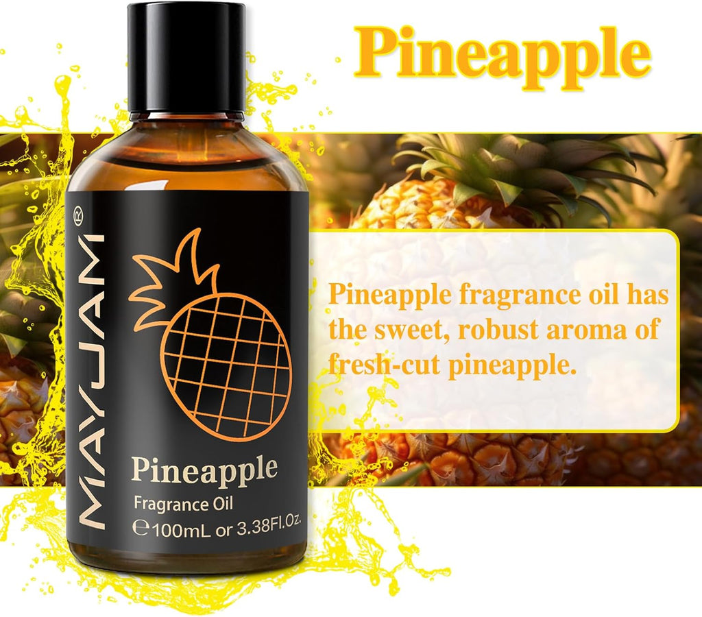 MAYJAM 100ML/3.38FL.OZ Pineapple Fragrance Oils with Glass Dropper, Essential Oils for Diffusers for Home, Long Lasting Scented Oils for Diffusers Soap Candle Making