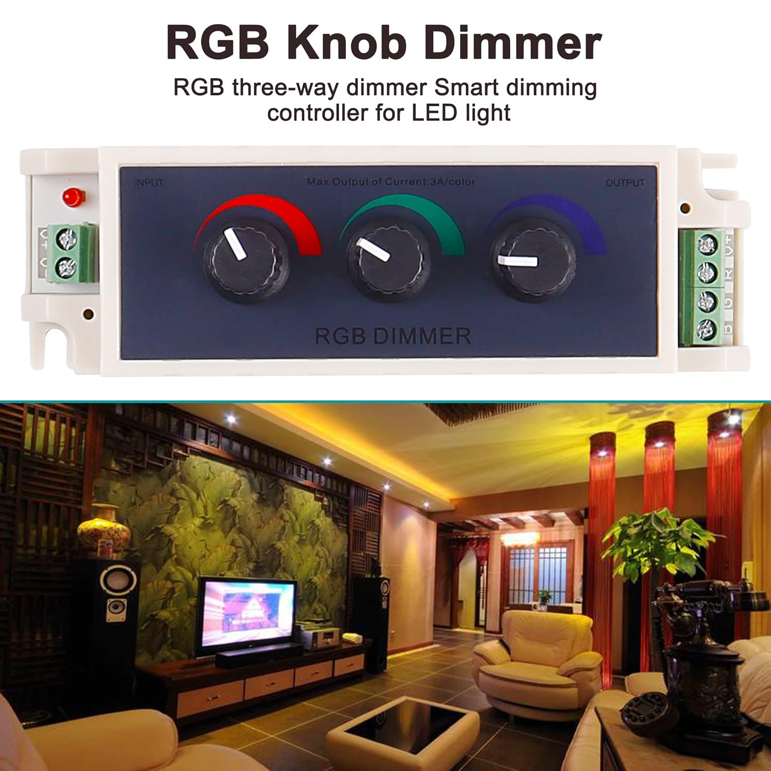 MEIRIYFA RGB LED Light Dimmer Knob Controller Switch,DC12-24V 3‑Channel Brightness Adjust Intelligently for Multi-Color LED Light Strip