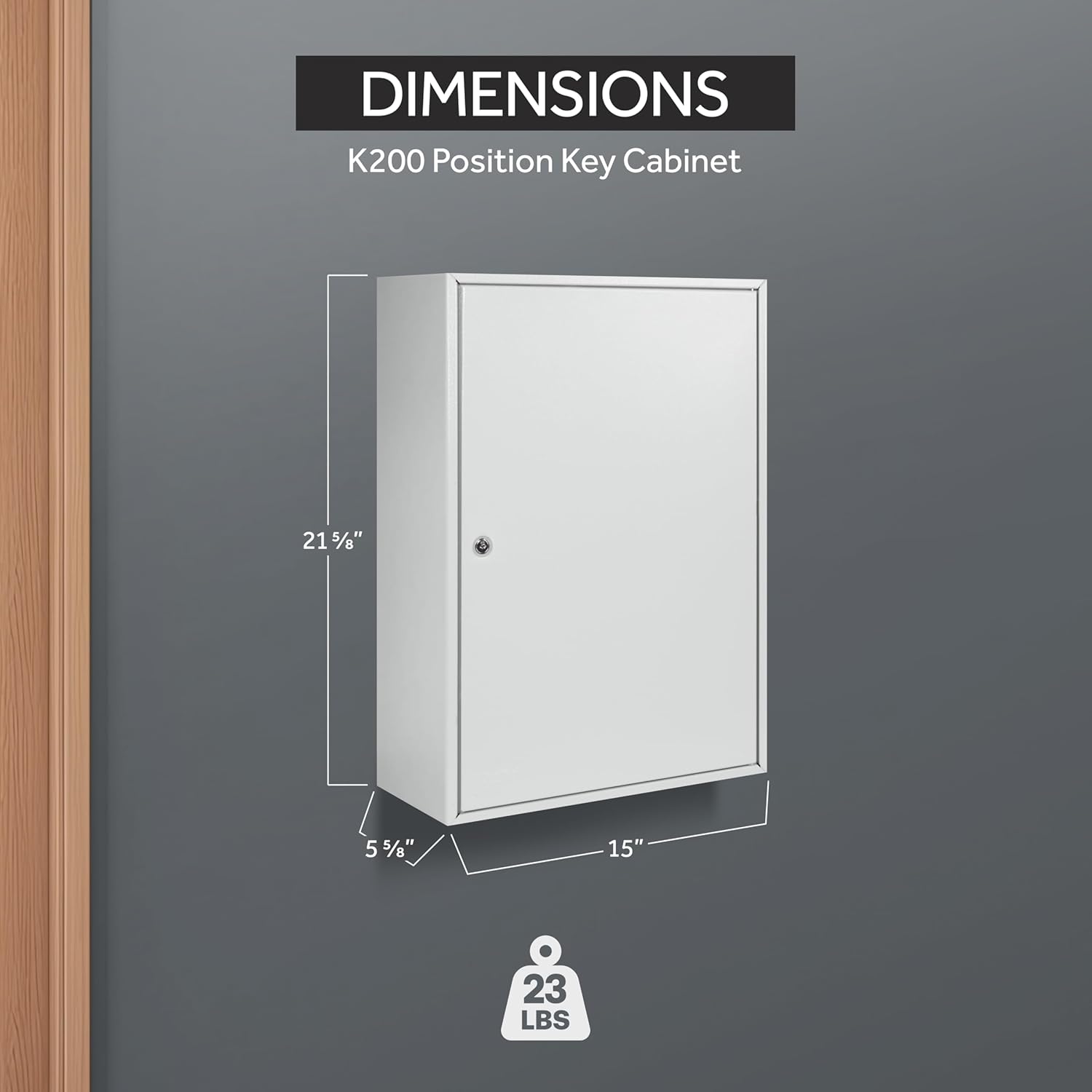 Durabox 200 Position Steel Key Cabinet - Organize and Secure Key Storage Lock Box with Numbered Hooks and Tags for Valets, Hotel, Office, Car Dealerships and More (K200) (Light Grey)