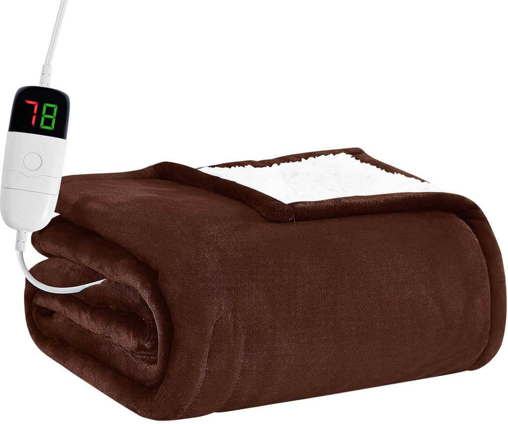 BOMOVA Heated Electric Blanket Twin Size - 62" x 84" Heating Blanket with 10 Heating Levels & 8 Hours Auto Off, Warm Flannel Blanket, Christmas Birthday Gifts for Women