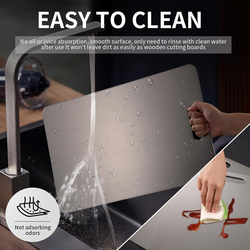 Katuchef Titanium Cutting Board 2025 New Upgrade Pure Titanium Cutting Boards for Kitchen Double Sided Cutting Boards Non Toxic,Hygiene Durable Chopping Board Suitable for Dishwasher Safe(M+L)