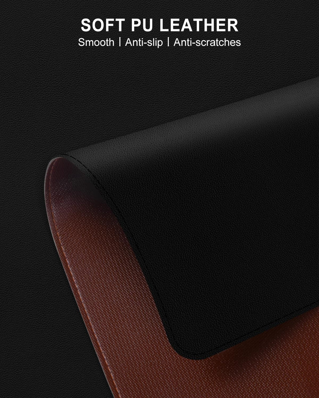 Heated Desk Pad, 31.5" x 13" Leather Non-Slip Warm Desk Pad, Large Mouse Mat with 3 Levels Heating & 3 Hours Auto Shut-Off, Hand and Foot Warmer for Office, Home, Black