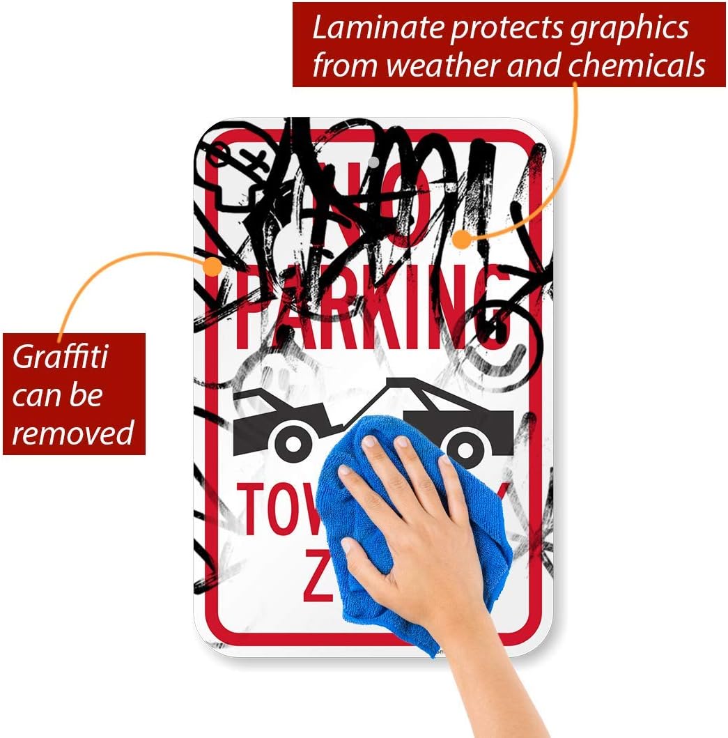 SmartSign - K-1939-AL-12x18 "No Parking - Tow Away Zone" Sign | 12" x 18" Aluminum Black/Red on White