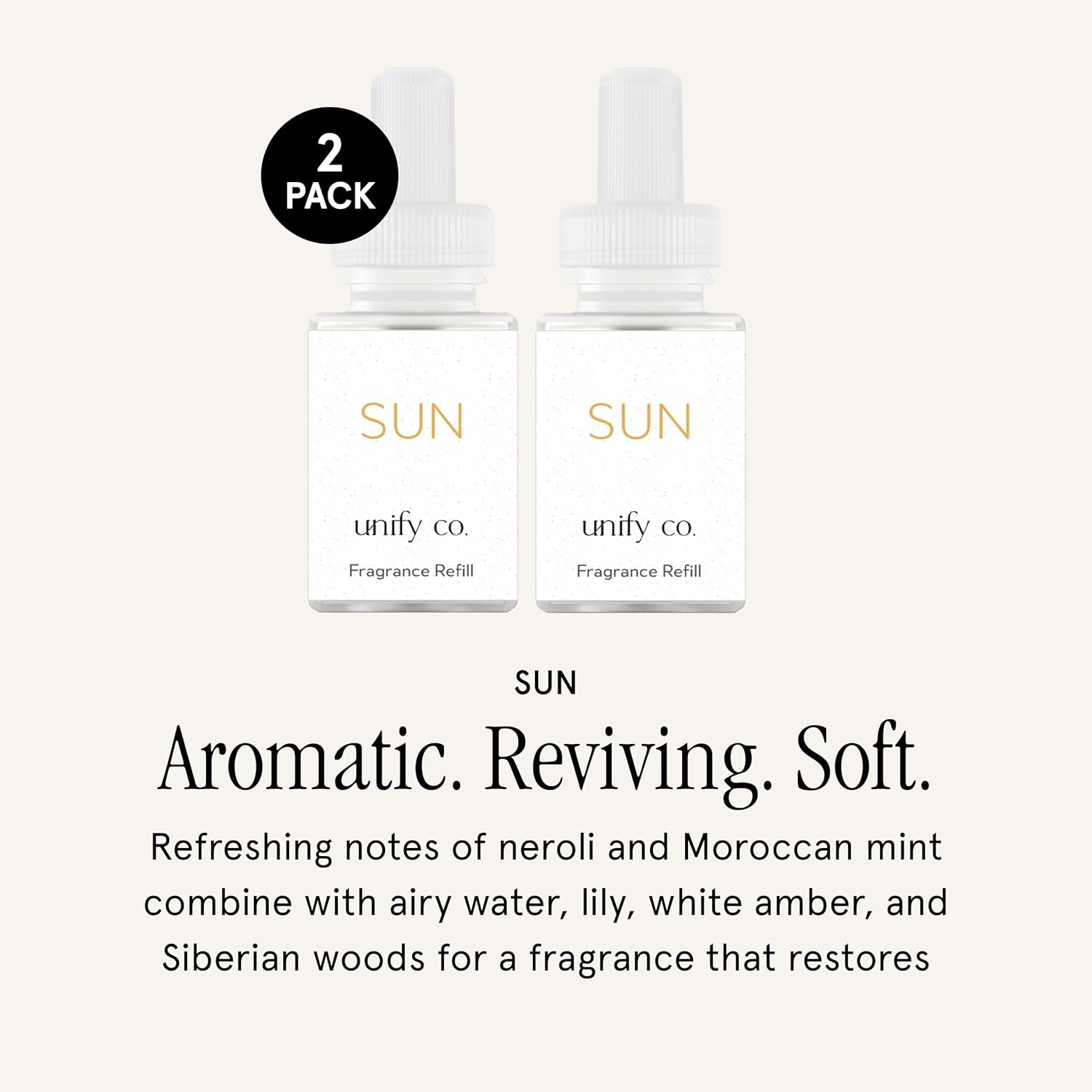 Pura & Unify Co. Home Scent Refill - Smart Home Air Diffuser - Up to 120-Hours of Luxury Fragrance per Refill - Spring & Summer Fragrance - 2 Pack, Sun