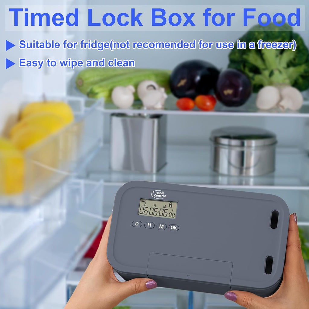 Timed Lock Box - Unplug from Cell Phones, Video Games, Socials, Snacks, Distractions - Simple or Timer Lock Mode - 30 Days Max Timer - Be More Present, Productive & Focused - Habit Control - Gray