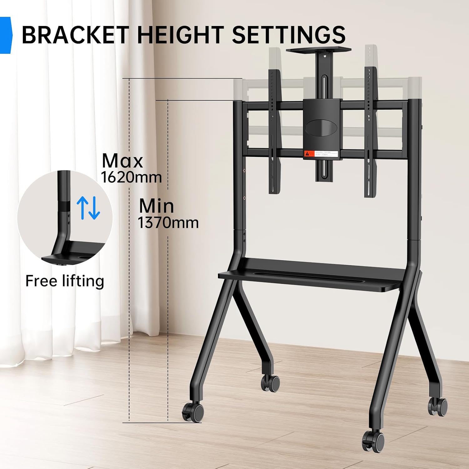 Mobile Smart Board Stand for Interactive Whiteboard 47"-65", Lockable Wheels, Holds up to 176lbs, for Office Classroom Home(Model: FD570)
