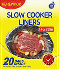 Slow Cooker Liners,6-10 Quart Cooking Bags Extra Large Size 14"x 22", Disposable Slow Cooker Bags Oval For Crock Pot 20 PCS