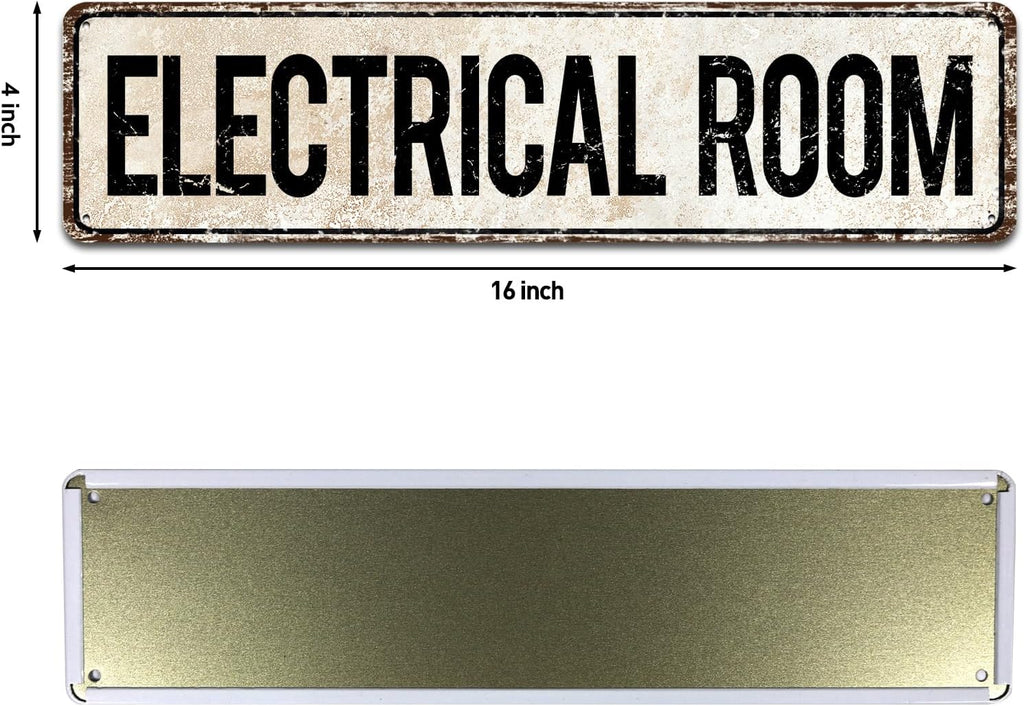 Electrical Room Door/Wall Sign, Sign for Door, Ensures Public Do Not Enter Restricted Areas - Private Access/Authorized Personnel Only, 4" by 16" Tin Sign
