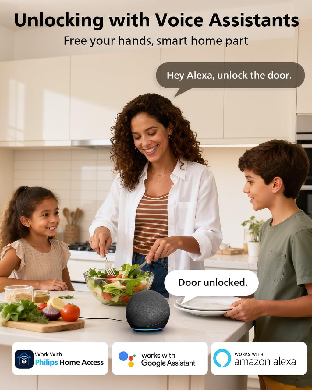 Philips Smart Lock, Smart Door Lock Built-in WiFi, App Remote Control, Keyless Entry Door Lock for Front Door, Deadbolt Lock Auto Lock, Support Alexa & Google, IP54 Waterproof, Black