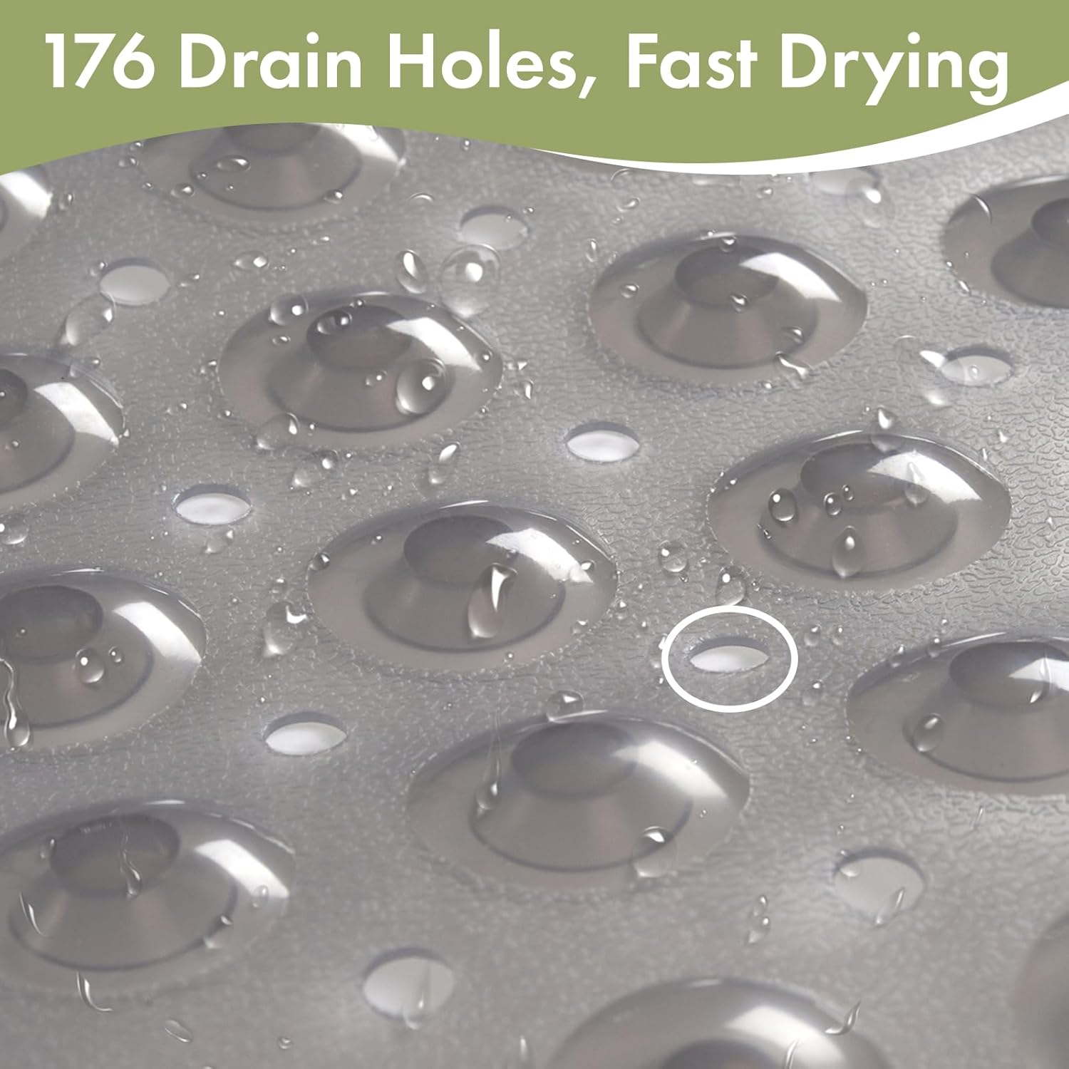 AmazerBath Shower Mat Non Slip 40 x 16 Inches, Shower Stall Mats with Suction Cups and Drain Holes, Non Slip Bath Mat for Tub for Elderly & Kids, Clear Gray