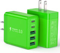[2-Pack] USB C Wall Charger, 60W Fast USB C Charger Block, 5-Port PD Power Adapter + QC Wall Plug Multiport Type C Charging Block Cube Compatible with iPhone 17 16 15 14 13 12 Pro Max XR XS, Green