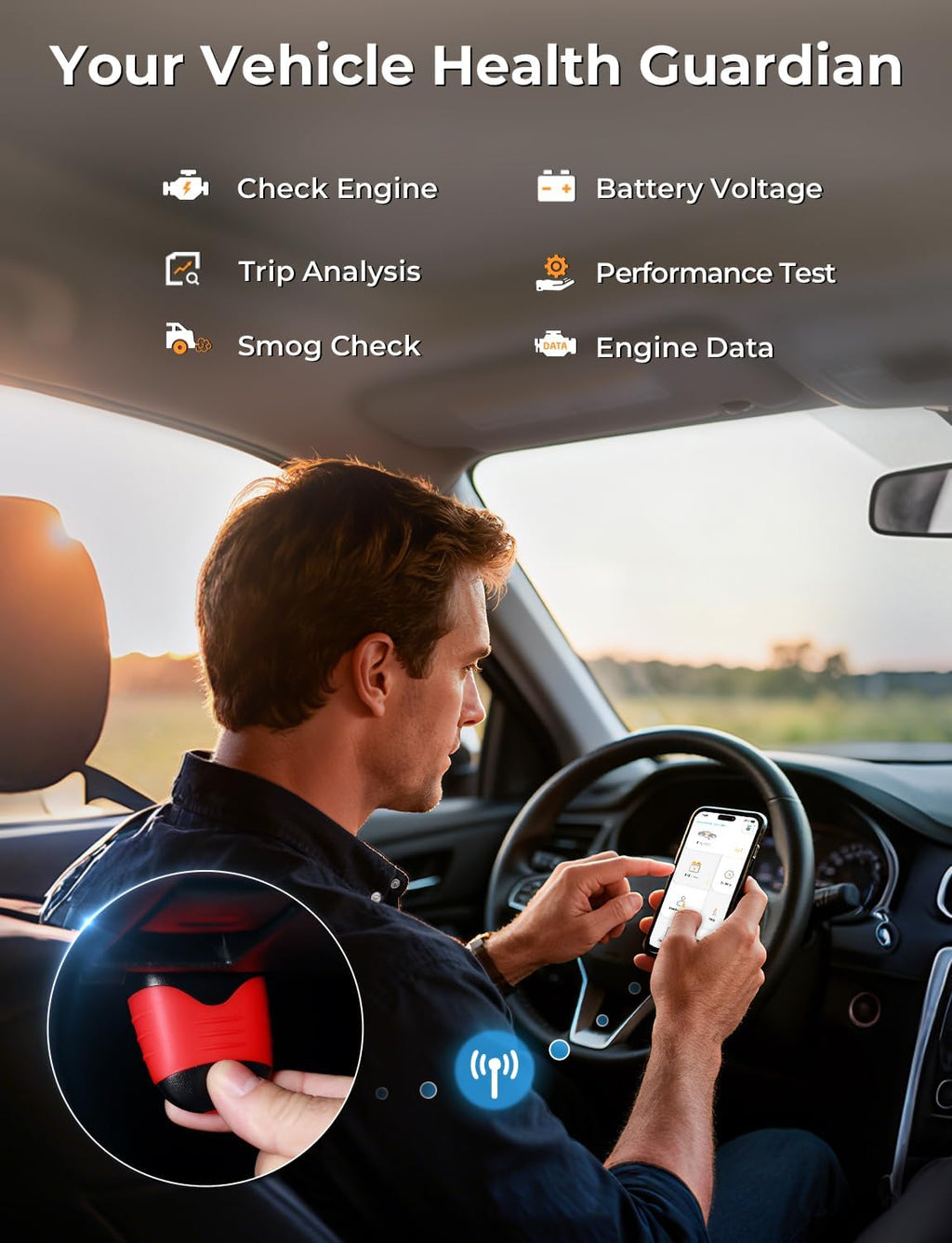 AUTOPHIX 3210 OBD2 Scanner Bluetooth, Wireless Code Reader for Car - Check Engine Light & Battery - Easy DIY Car Diagnostic Scanner Tool for 1996+ Vehicles, No Subscription Fee for iPhone & Android