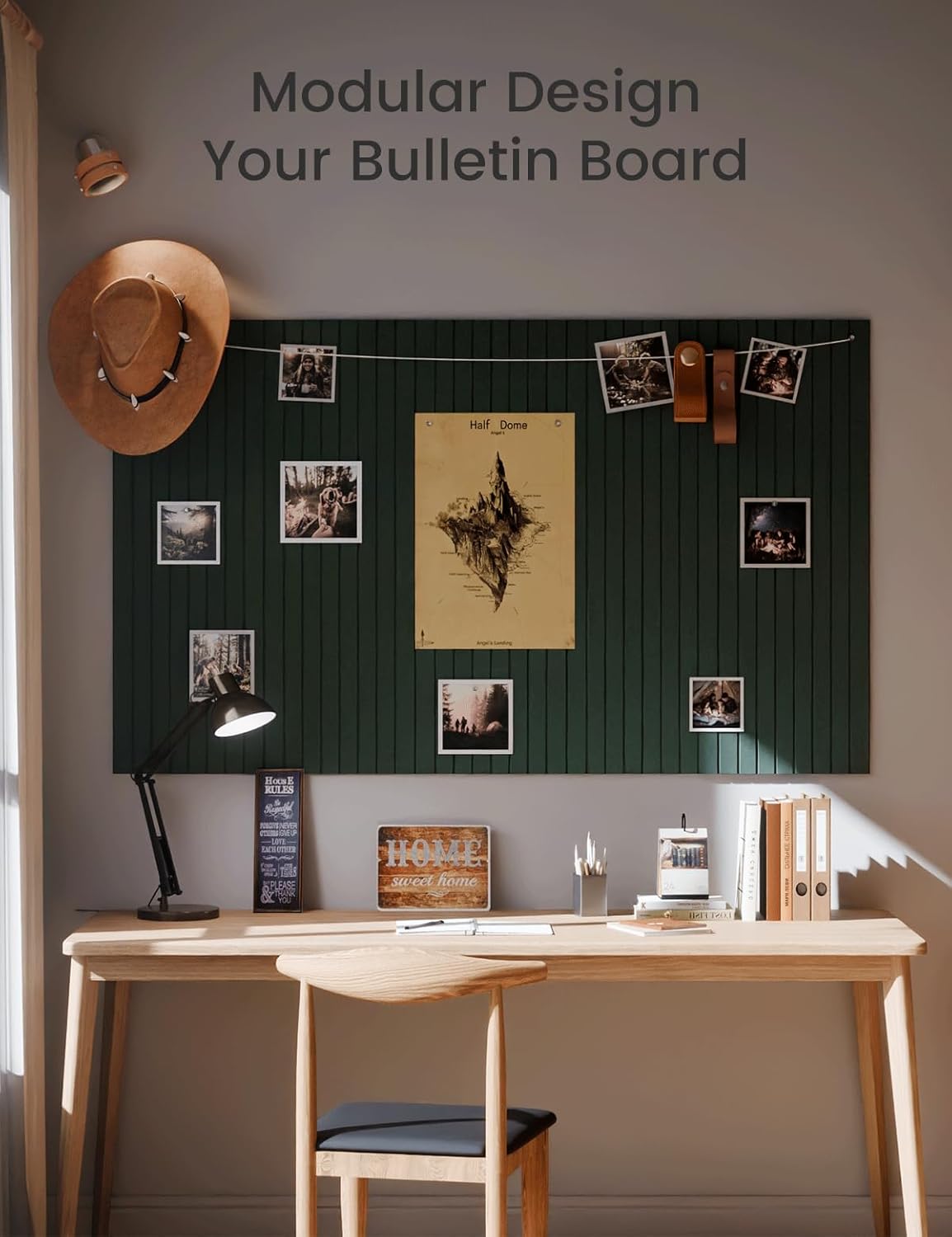 Large Felt Bulletin Board 48" x 36" Cork Board Alternative-12 Pack with 70 Safe Removable Adhesive Tabs, Cork Boards for Walls Cork Board for Home Office Classroom Pin Board- Pine Green