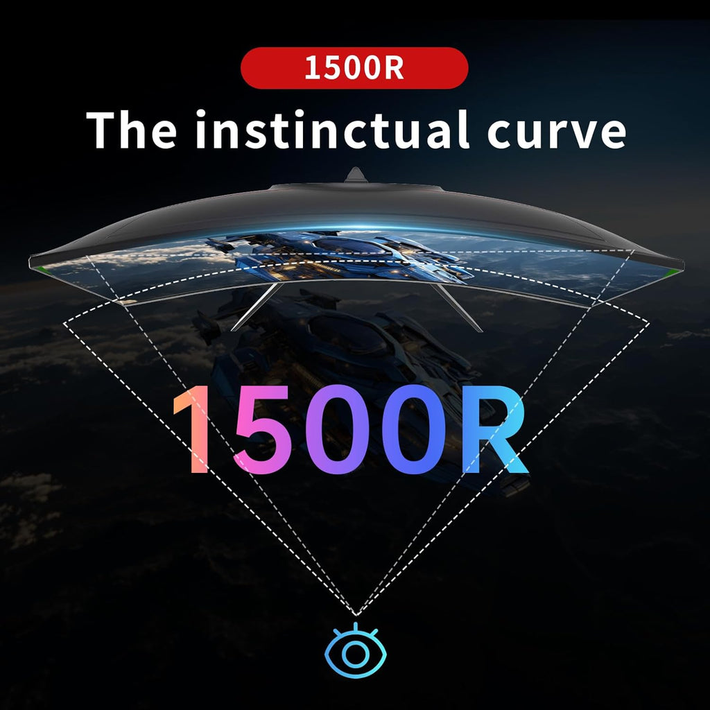 KTC 24 Inch 1500R Curved Gaming Monitor,180Hz 1ms FHD 1080p VA Monitor, Adaptive Sync, 110% sRGB, HDR Support, DisPlayPort/HDMI,Tilt, VESA for Gaming Home Office Business PS5 PC Monitors