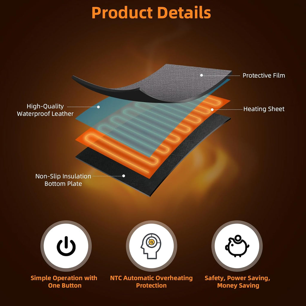 Heated Desk Pad Mouse Pad - Heated Desk Mat - Warm Desk Pad - 3 Levels Heating & 4 Hours Auto Shut-Off, PU Leather Mouse Pad - 31.5 x 13 inch (Medium Grey)