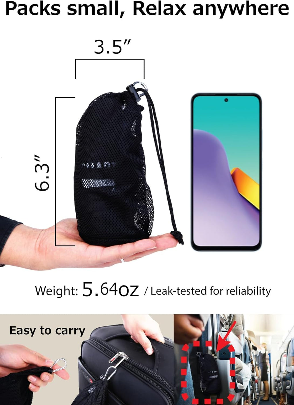 SmartTravel Travel Products Inflatable Lumbar Support Pillow for Airplane & Office – Firm, Adjustable Back Cushion for Long Flights