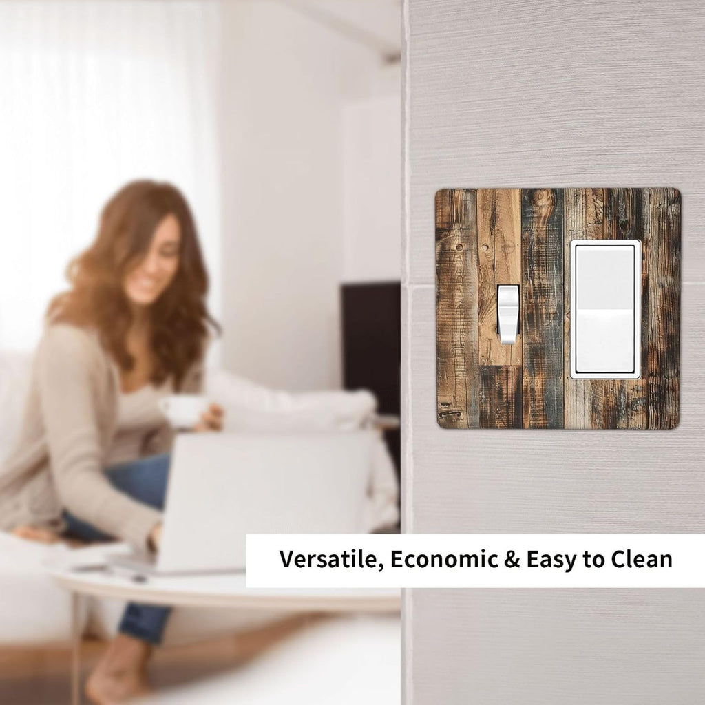 Outlet Covers Rustic Brown Wood Pattern Splice Plank 1 Toggle 1 Rocker Combination Decorative Wall Plate Electrical Switch Plates Light Switch Cover Plate For Farmhouse Cabin Decor