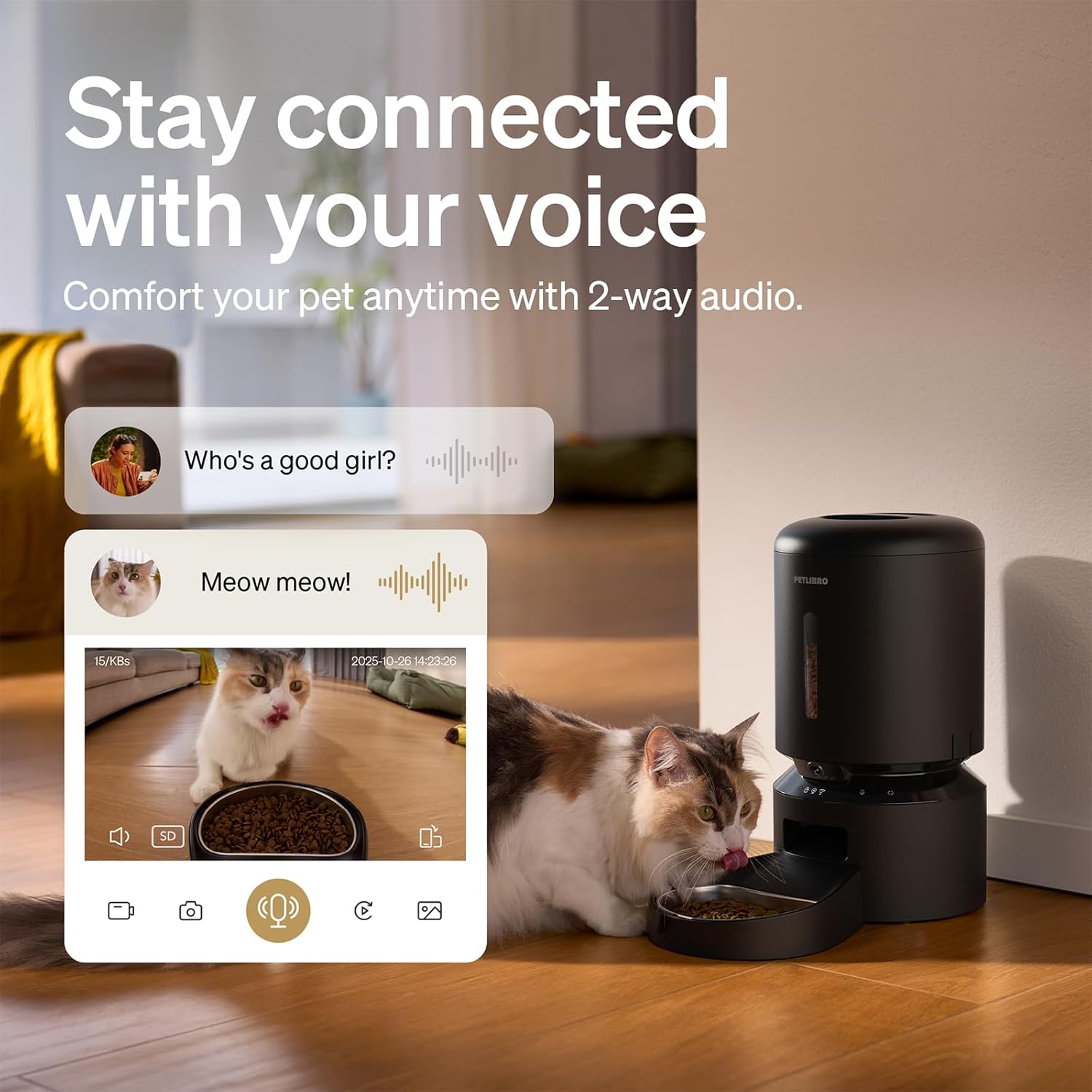 PETLIBRO Automatic Cat Feeder with Camera, 1080P HD Video with Night Vision, 5G WiFi Pet Feeder with 2-Way Audio, Low Food & Blockage Sensor, Motion & Sound Alerts for Cat & Dog Single Tray